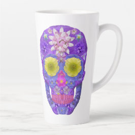 Taza De Café Latte Flor Skull 5