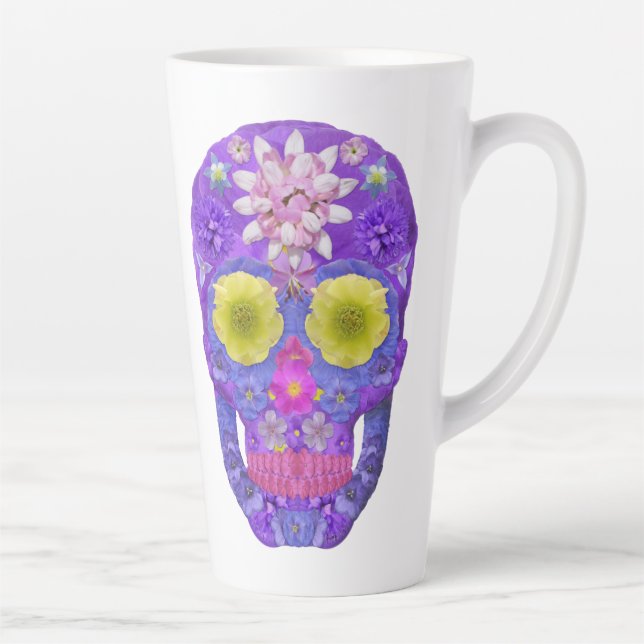 Taza De Café Latte Flor Skull 5 (Derecha)