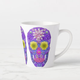 Taza De Café Latte Flor Skull 5
