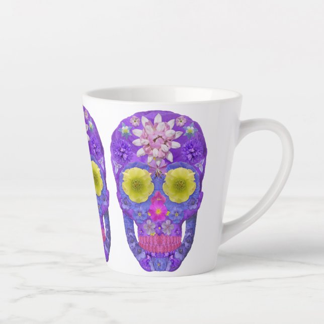 Taza De Café Latte Flor Skull 5 (Derecha)