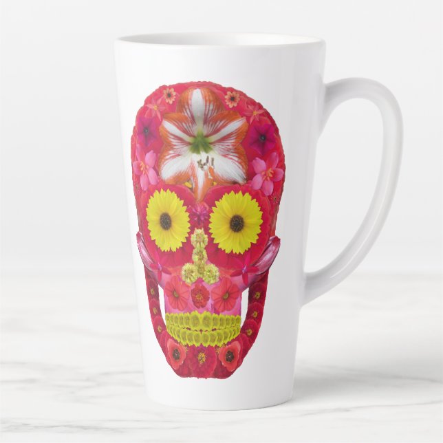 Taza De Café Latte Flor Skull 6 (Derecha)