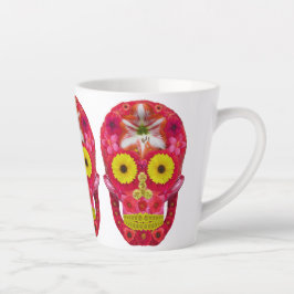 Taza De Café Latte Flor Skull 6