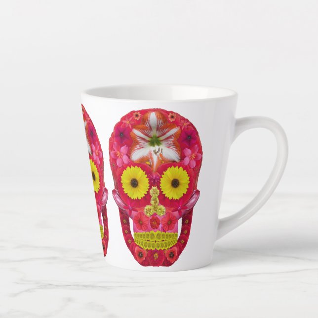 Taza De Café Latte Flor Skull 6 (Derecha)