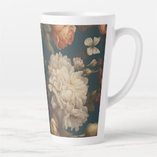 Taza De Café Latte Flor vintage grande