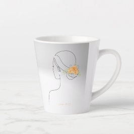Taza De Café Latte Flor y piedra de pájaro de octubre, lineas hermosa