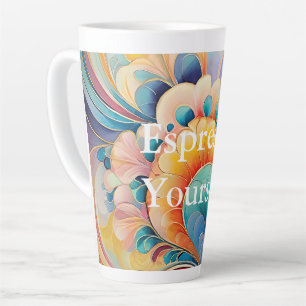 Taza De Café Latte Flora 3 Floral Pastel Latte Mug