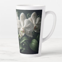 Taza De Café Latte Flora Orquídea Blanca