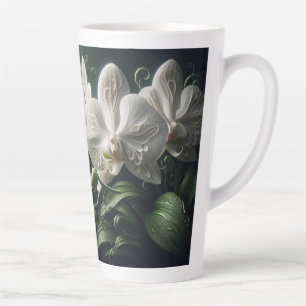 Taza De Café Latte Flora Orquídea Blanca
