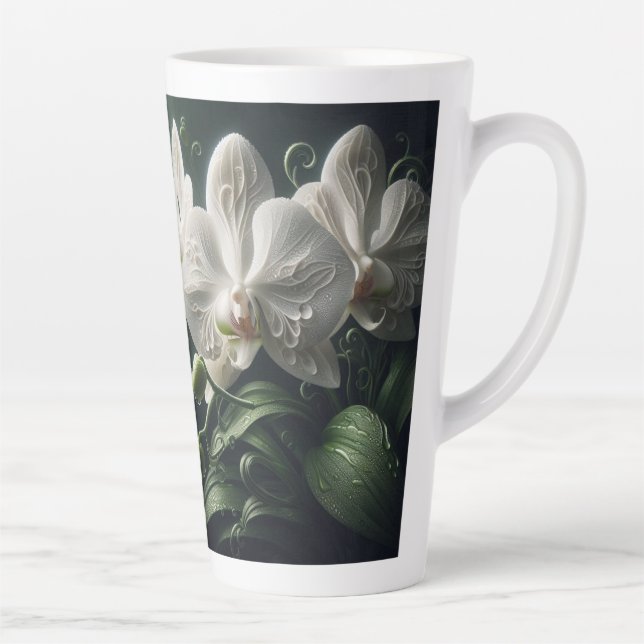 Taza De Café Latte Flora Orquídea Blanca (Derecha)
