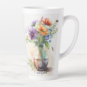 Taza De Café Latte Floraciones multicolores #8