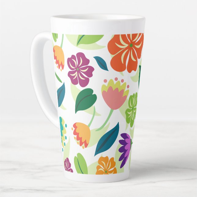 Taza De Café Latte Floral (Ángulo izquierdo)