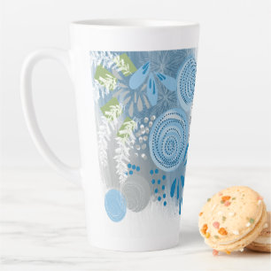 Taza De Café Latte Floral Abstracto Moderno