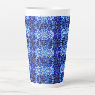 Taza De Café Latte Floral azul abstracto