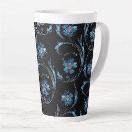 Taza De Café Latte Floral azul Shimmer 2