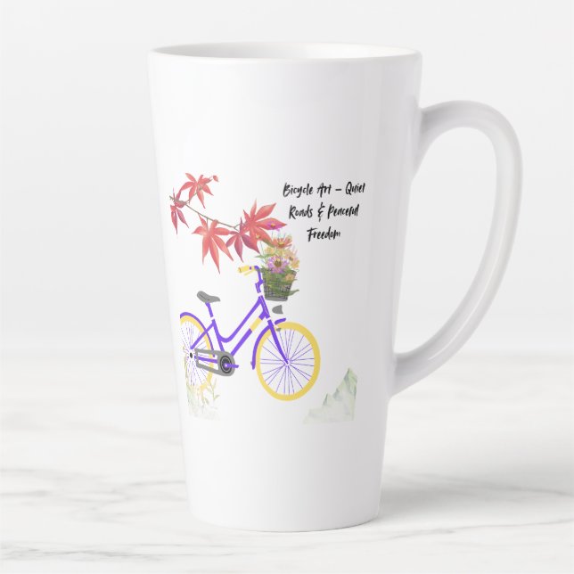 Taza De Café Latte Floral Bicycle Motivation Design (Derecha)
