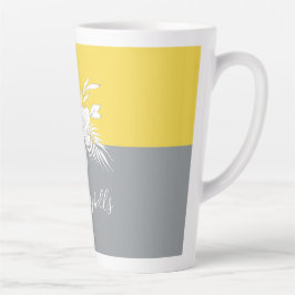 Taza De Café Latte Floral blanca moderna sobre bloques de colores per