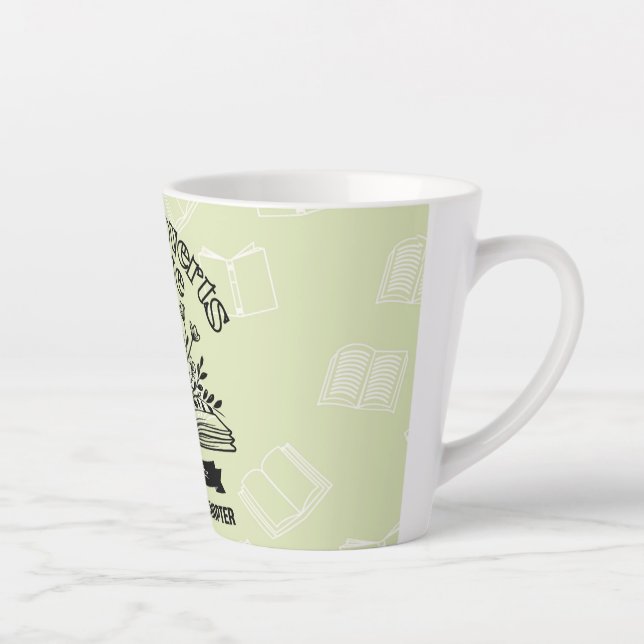 Taza De Café Latte Floral "Booktroverts úne" (Derecha)
