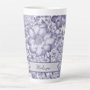 Taza De Café Latte Floral chinomérica violeta personalizada