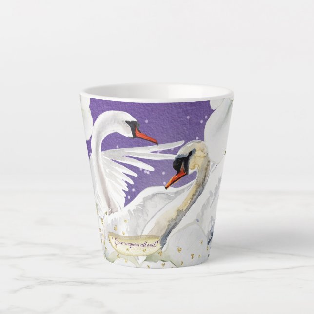 TAZA DE CAFÉ LATTE FLORAL CIGNE BRITÁNICO (Anverso)
