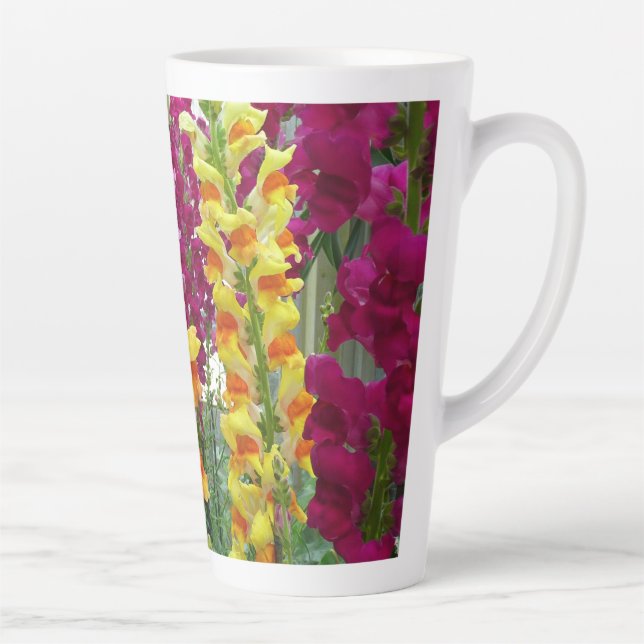 Taza De Café Latte Floral colorida de Snapdragons (Derecha)