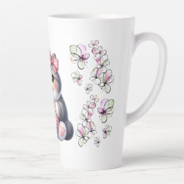Taza De Café Latte Floral con gato