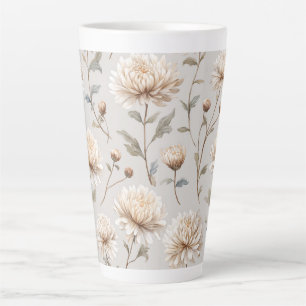 Taza De Café Latte Floral Crema Marrón Cacao