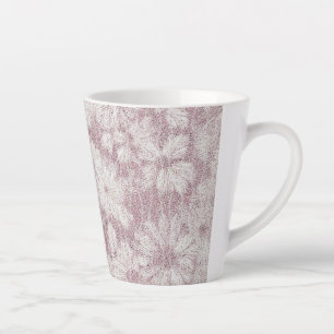 Taza De Café Latte Floral Daisy Terciopelo Rosa Polvoriento