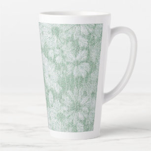 Taza De Café Latte Floral Daisy Terciopelo Verde Menta