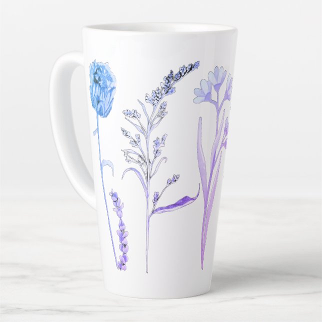 Taza De Café Latte Floral de flores silvestres: Copa Botánica de Café (Ángulo izquierdo)