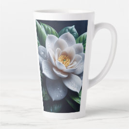 Taza De Café Latte Floral de Gardenia blanca