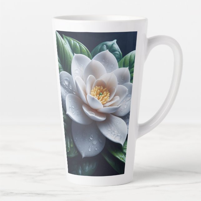Taza De Café Latte Floral de Gardenia blanca (Derecha)