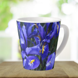 Taza De Café Latte Floral de irisis reticuladas púrpura