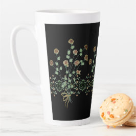 Taza De Café Latte Floral elegante con negro