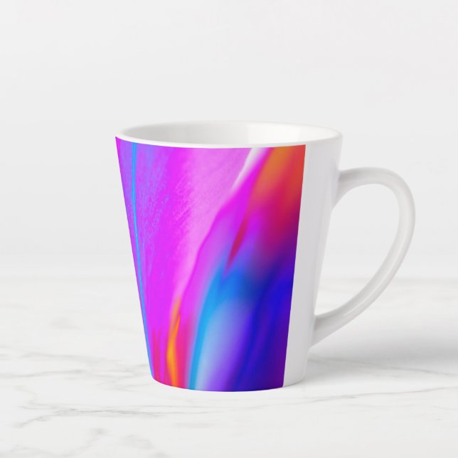 Taza De Café Latte Floral floral rosa brillante Latte Mug (Derecha)