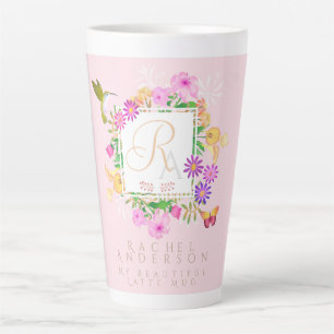 Taza De Café Latte Floral Garden Pink Latte