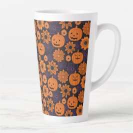 Taza De Café Latte Floral Halloween
