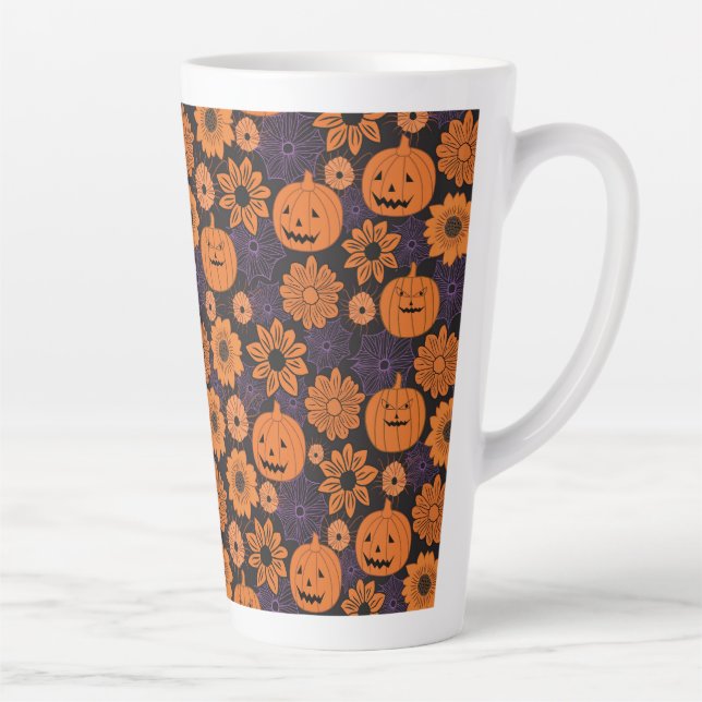 Taza De Café Latte Floral Halloween (Derecha)