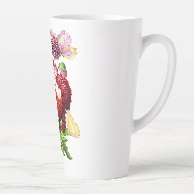 Taza De Café Latte Floral Latte Mug (Derecha)