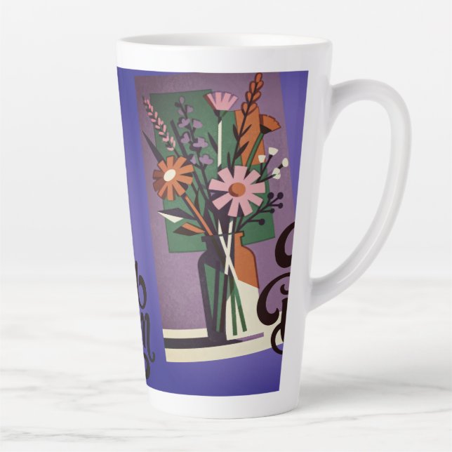 Taza De Café Latte Floral Latte Mug  (Derecha)