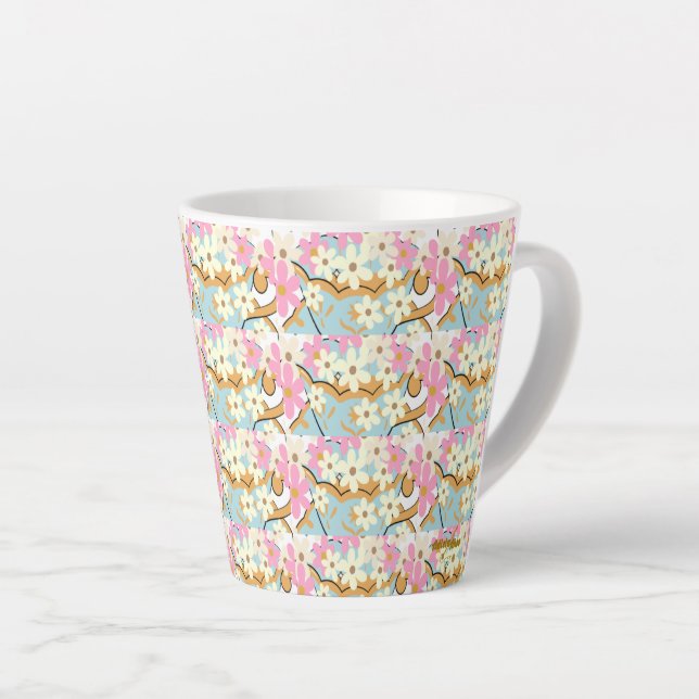Taza De Café Latte Floral Latte Mug - Adiela Akoo (Ángulo derecho)