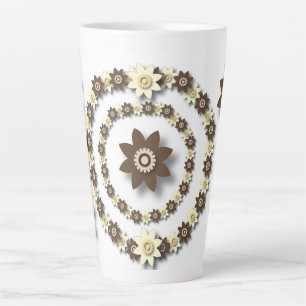 Taza De Café Latte Floral marrón chocolate y crema
