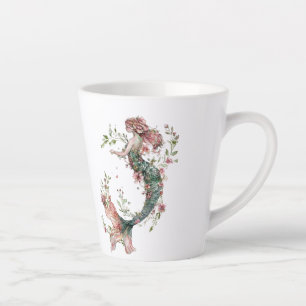 Taza De Café Latte Floral Mermaid Latte Mug - Romance caprichoso