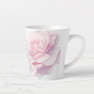 Taza De Café Latte Floral Rosa Claro Ilustrado a Mano