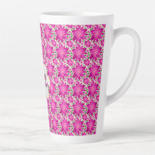 Taza De Café Latte Floral rosa personalizada y única