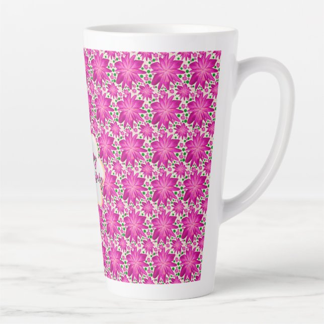 Taza De Café Latte Floral rosa personalizada y única  (Derecha)