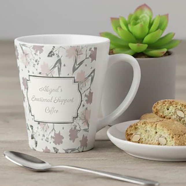 Taza De Café Latte Floral Sage Blush Pink Wildflower Funny Message (Subido por el creador)