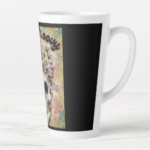 Taza De Café Latte Floral Skull "Stay Groovy" Personalizable retro de