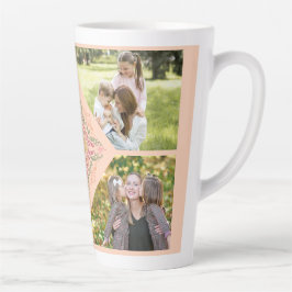 Taza De Café Latte Floral Soft peach kaleidoscopic Script Best Mom 