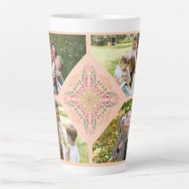 Taza De Café Latte Floral Suave melocotón caleidoscópico Script Mejor
