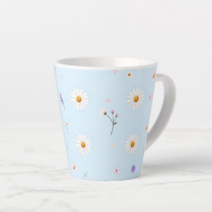 Taza De Café Latte Florcitas de Lila